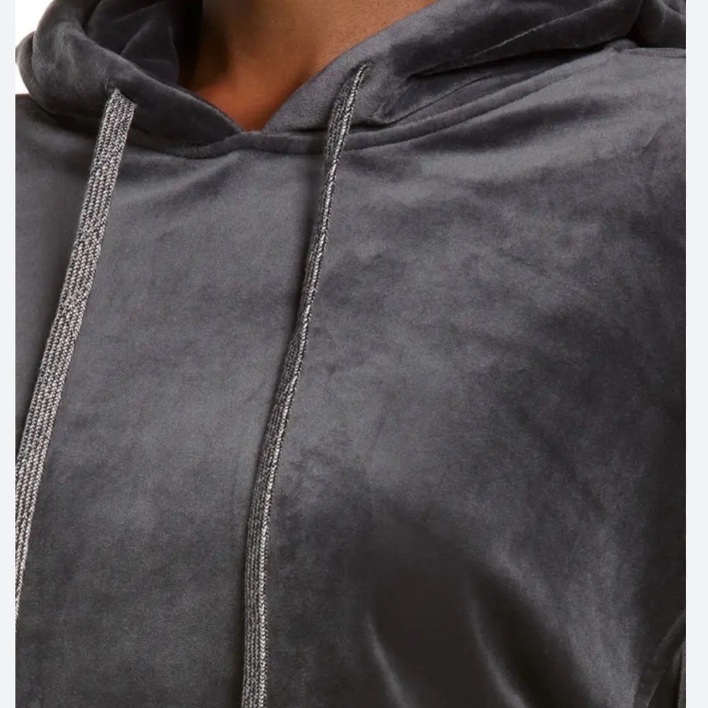 UGG Charcoal Velour Hoodie with Metallic Drawcords COZY